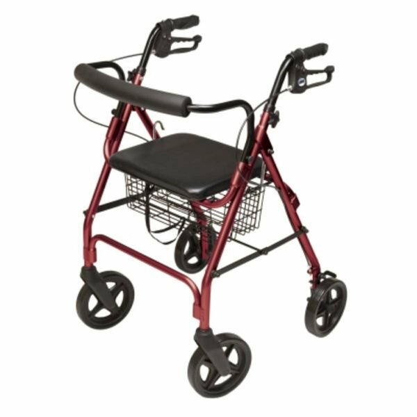 Nutrione Lumex Walkabout Four-Wheel Contour Deluxe Rollator, Burgundy NU3494523